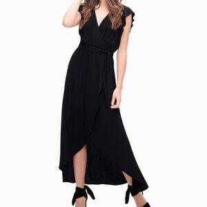 Splendid - Black Stella Faux-Wrap Dress - X Small